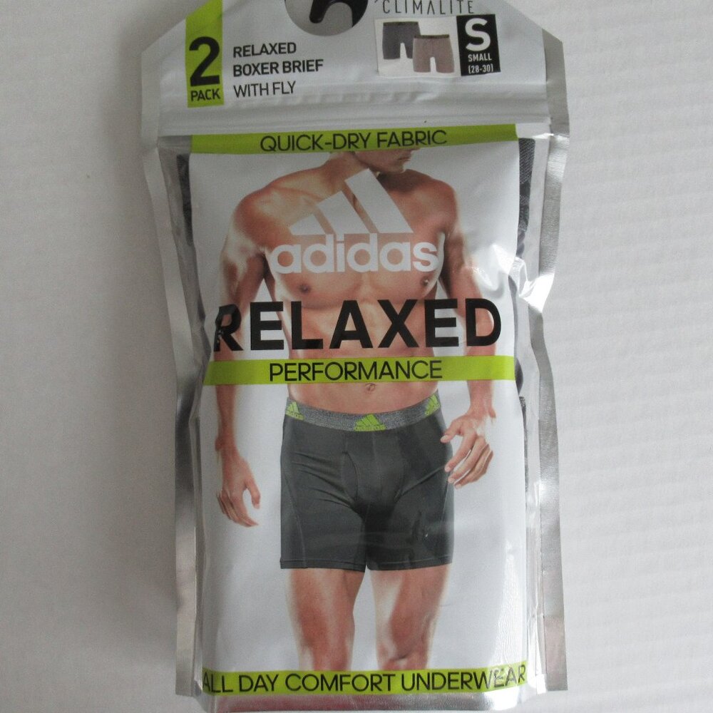 Adidas Climalite 2Pk Relaxed Boxer Brief w/Fly Sz Small Brand New in Package
